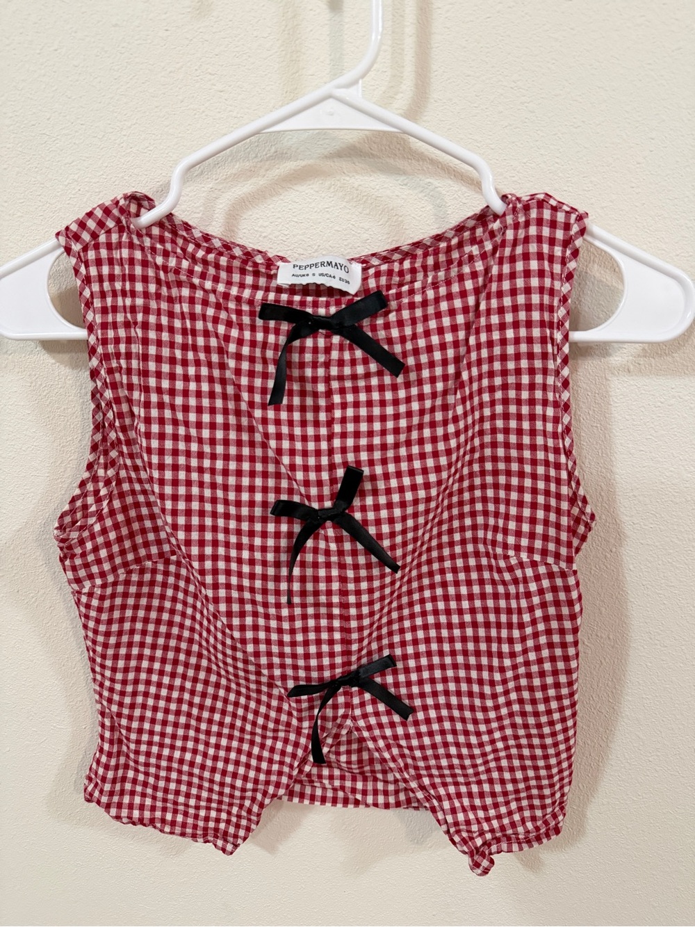 Peppermayo Red Gingham Bow-Front Camisole